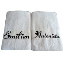 DUO DE DRAPS DE BAIN PERSONNALISES BLANC/BLANCNC/B