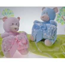 Couverture Polaire unie et sa Peluche personnalisée 