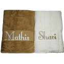 DUO DE DRAPS DE BAIN PERSONNALISES