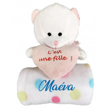 Couverture Polaire unie et sa Peluche personnalisée 